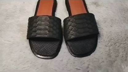 Snake Skin Slip On Summer Sandals