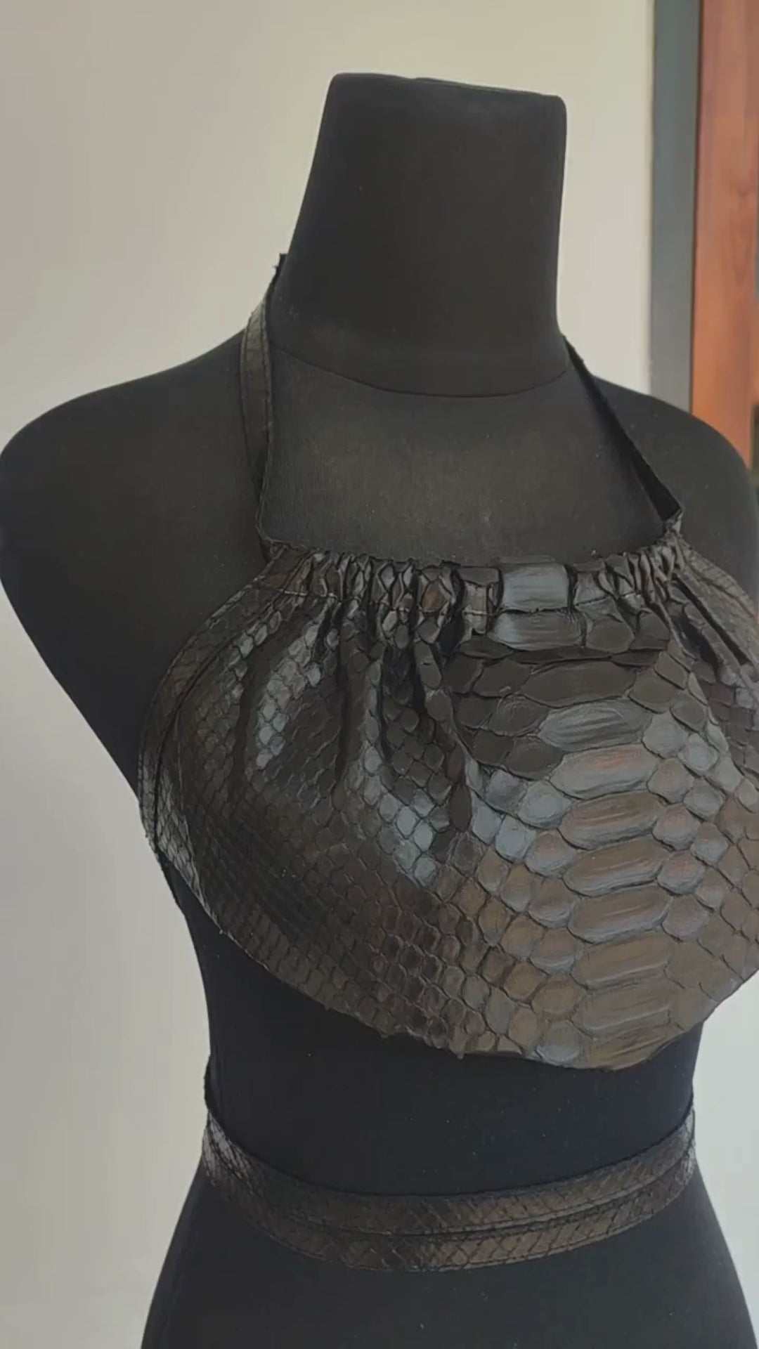 Genuine Python Snakeskin Halter Top | Luxury Leather Crop Top