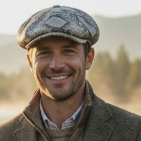 Gray Snakeskin Leather Newsboy Caps