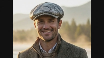 Gray Snakeskin Leather Newsboy Caps