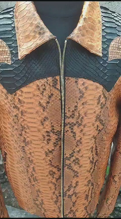 video of brown python jacket