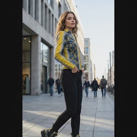 Multicolor Exotic Yellow Python Snakeskin Jacket