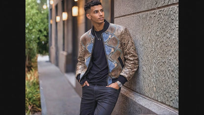 Premium Multi-Color Python Snakeskin Bomber Jacket