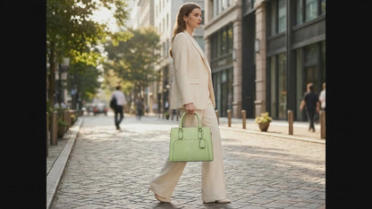 Light Green Python Snakeskin Leather Satchel Tote