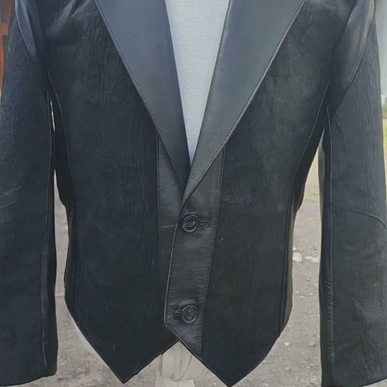 Genuine Shark Skin Suit Dress | Black Leather Blazer Pants