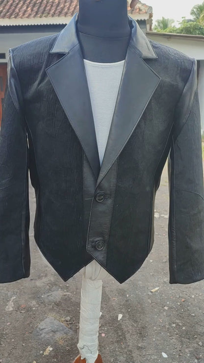 Genuine Shark Skin Suit Dress | Black Leather Blazer Pants