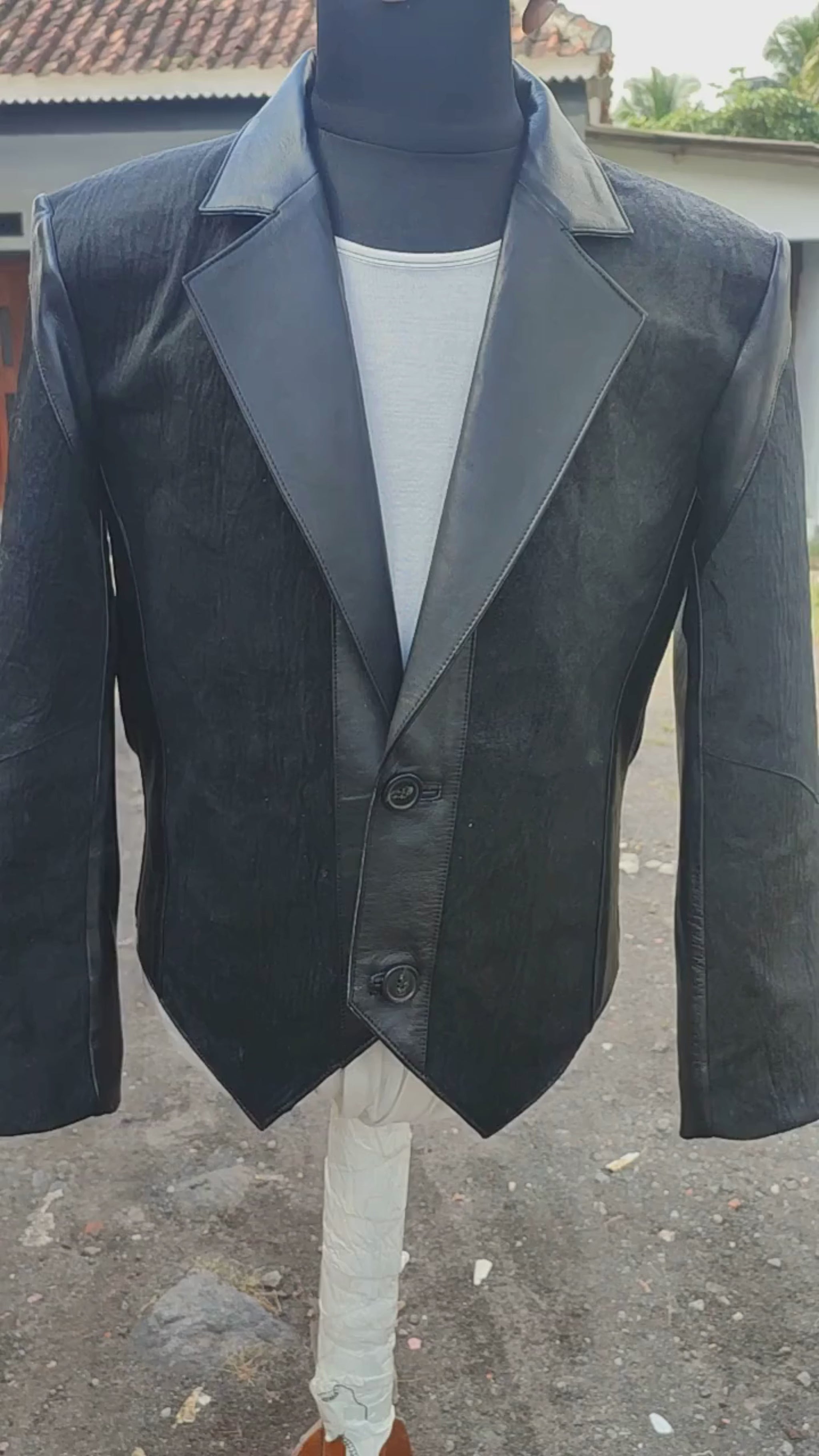 Genuine Shark Skin Suit Dress | Black Leather Blazer Pants