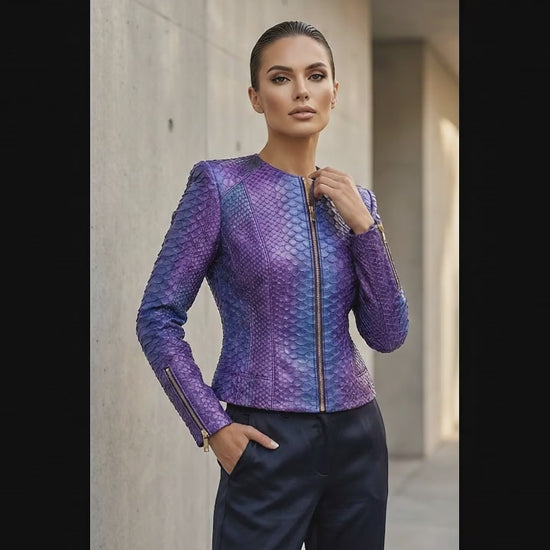Purple Blue Python Snakeskin Jacket