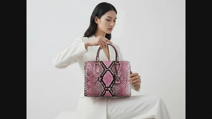 Pink Python Snakeskin Tote Satchel