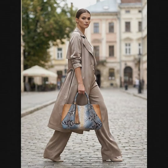 Multi Color Python Snakeskin Tote Leather Bag