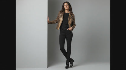 Genuine Python Snakeskin Leather Biker Jacket: Natural Brown Exotic Motorcycle Jacket