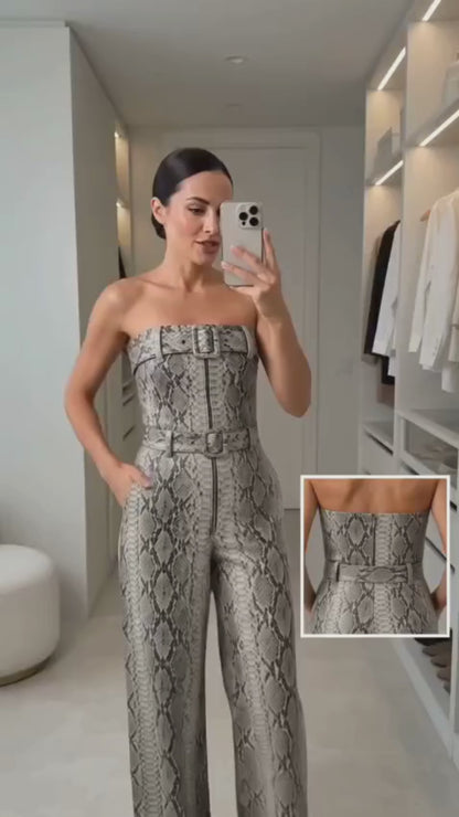 Strapless Wide Leg Jumpsuit