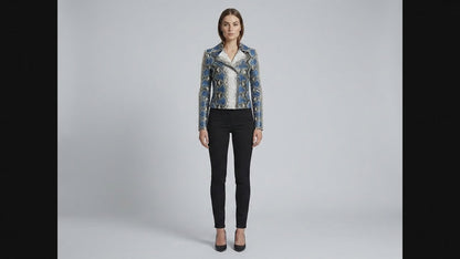 Majestic Blue Python Snakeskin Leather Jacket