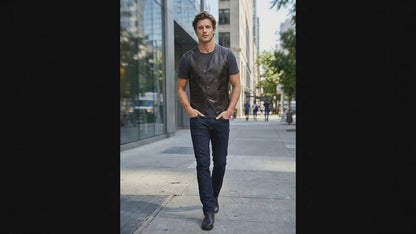 Genuine Python Snakeskin Leather Vest: Black Waistcoat