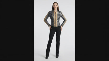 Black Charcoal Python Snakeskin Jacket