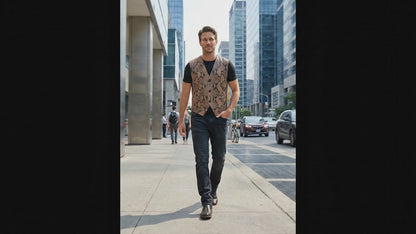 Genuine Python Snakeskin Leather Vest: Exotic Brown Waistcoat
