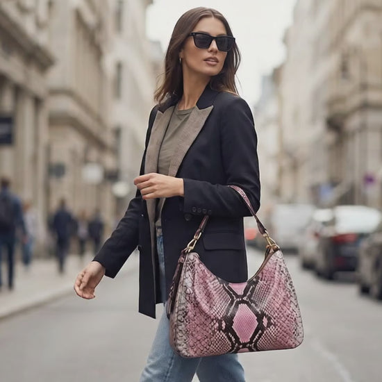 Pink Python Hobo Purse
