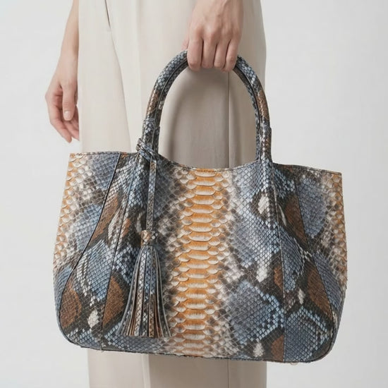 Soft Python Snakeskin Tote Leather Bag