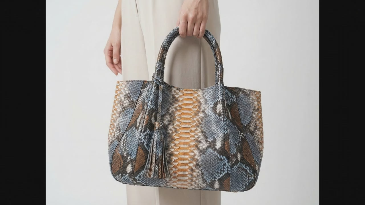 Soft Python Snakeskin Tote Leather Bag