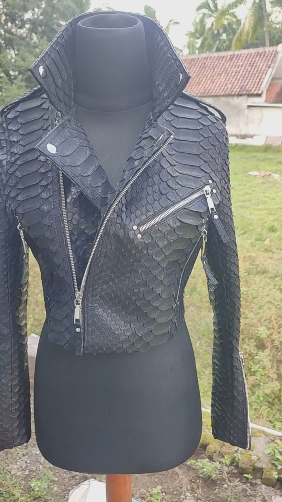 Python Snakeskin Leather Jacket - Biker Women