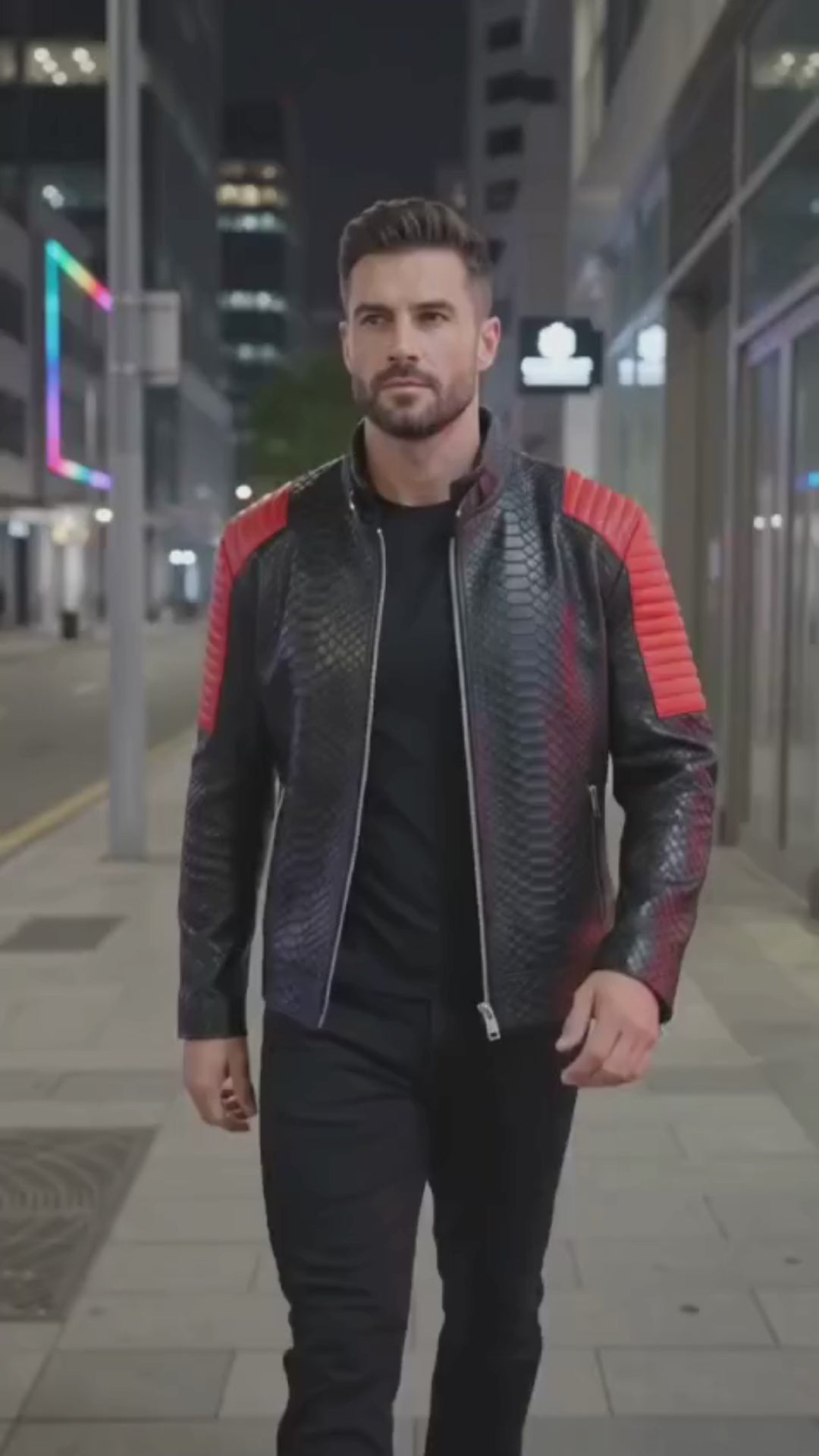 Python Snakeskin Leather Jacket: Quilted Sleeves - LFM Fashion International LLC