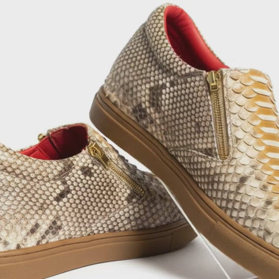 Genuine Python Snakeskin Shoes: Handmade Real Exotic Leather Sneakers