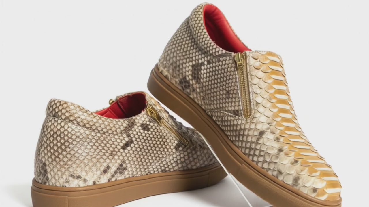 Genuine Python Snakeskin Shoes: Handmade Real Exotic Leather Sneakers