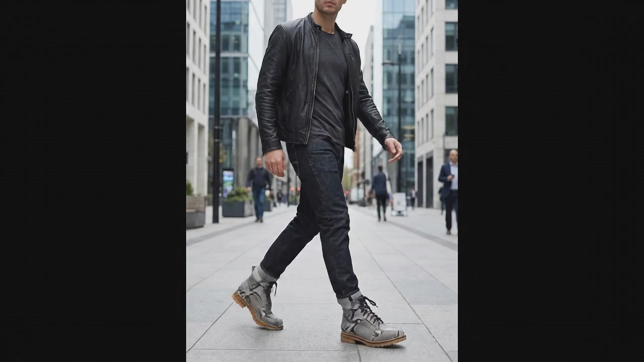 Natural Gray Snakeskin Python Leather Boots