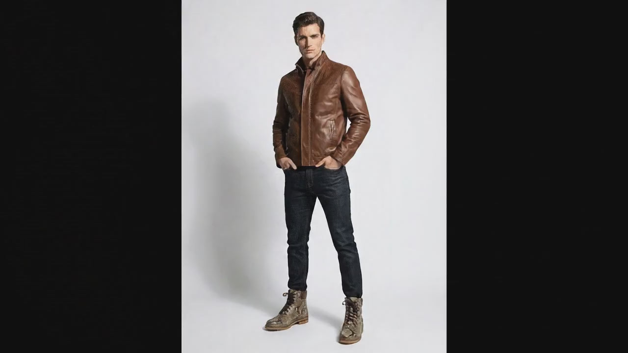 Brown Snakeskin Python Leather Boots