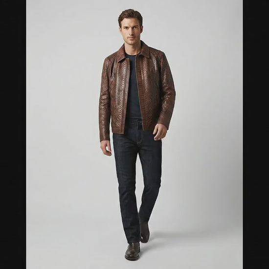 Brown Exotic Python Snakeskin Jacket