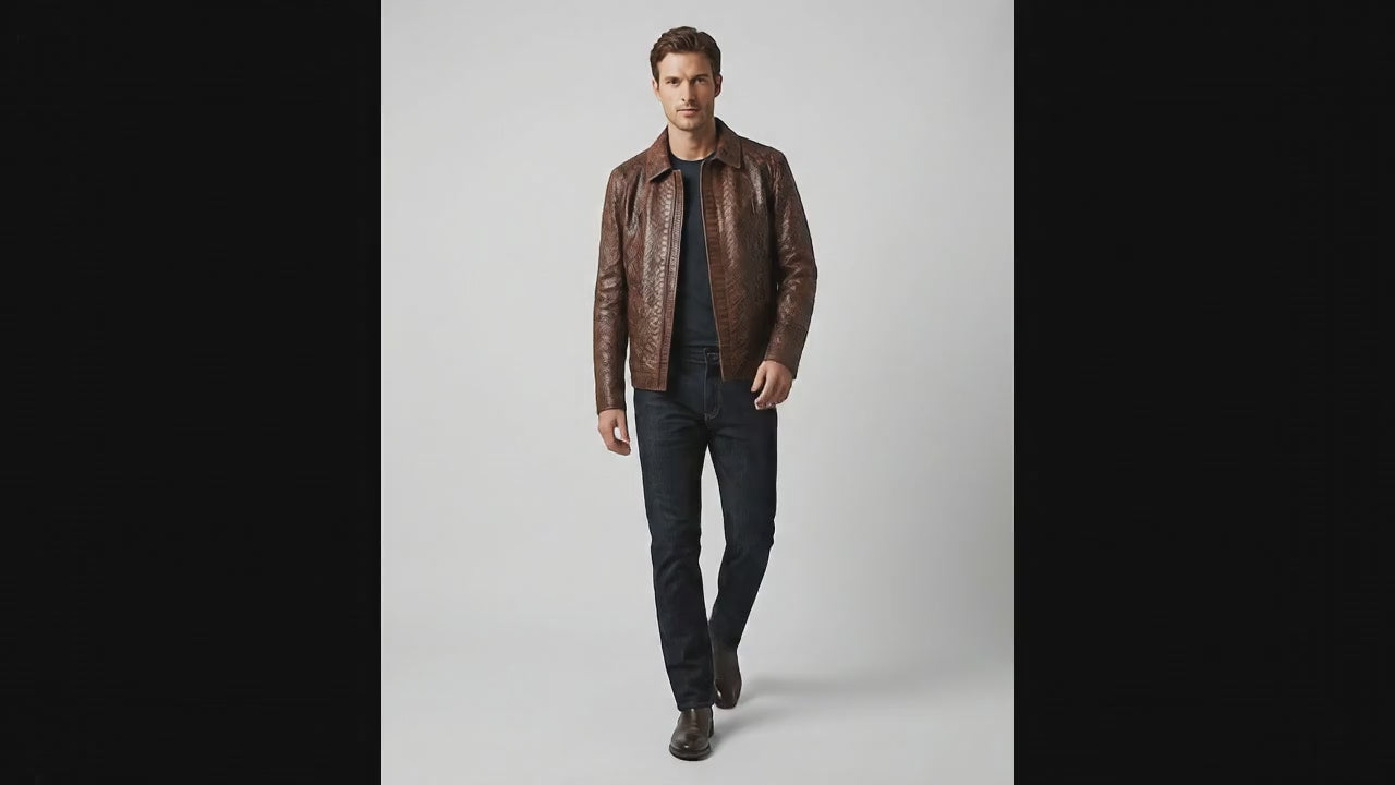 Brown Exotic Python Snakeskin Jacket