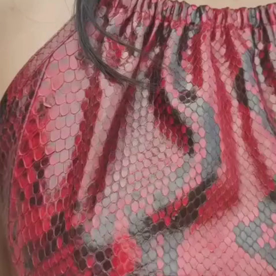 Python Snakeskin Leather Halter Top - Backless Style