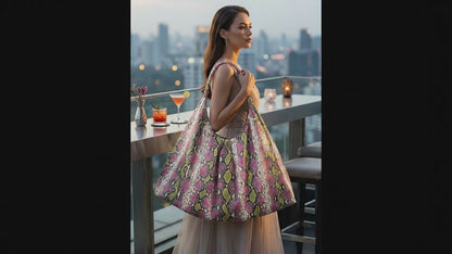 Multi Color Snakeskin Tote Bag – Large Shoulder Purse