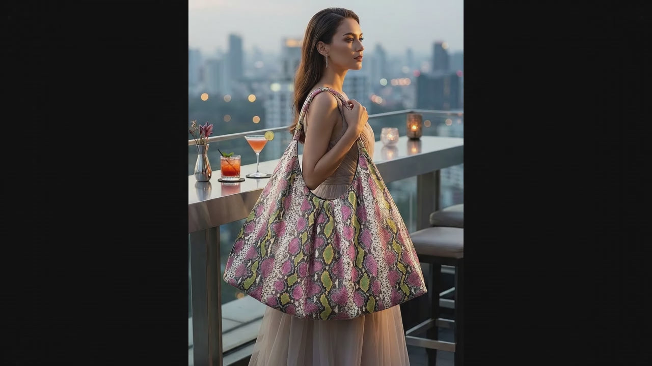 Multi Color Snakeskin Tote Bag – Large Shoulder Purse