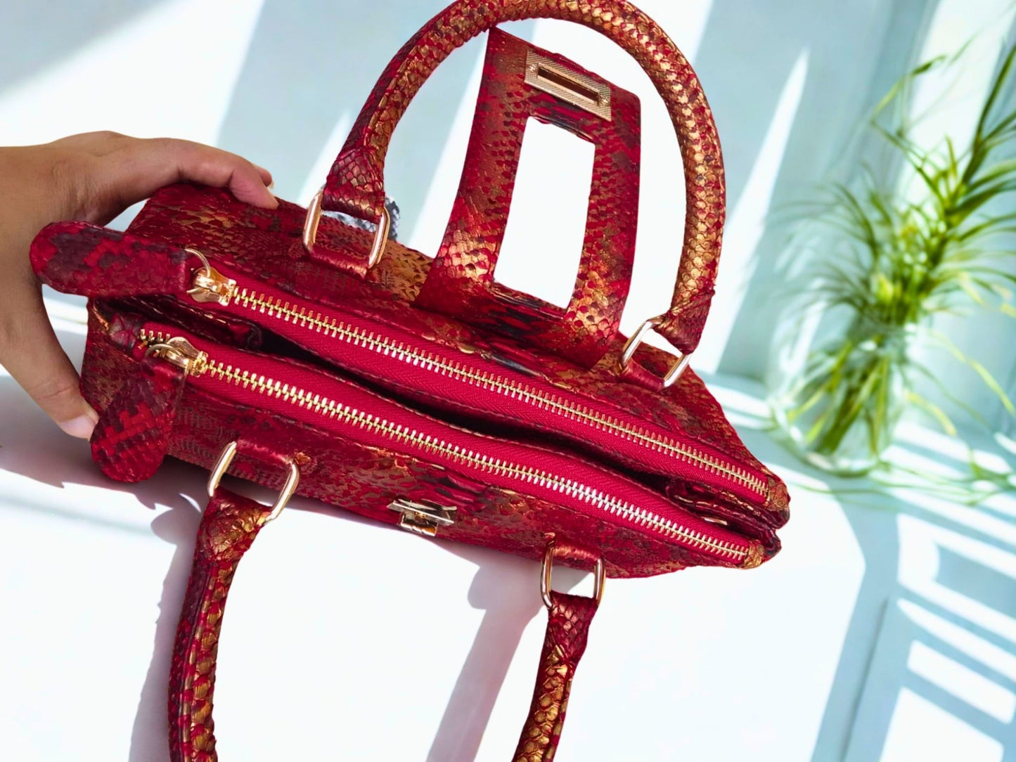 Python Snakeskin Diamond Quilted Bag - 6