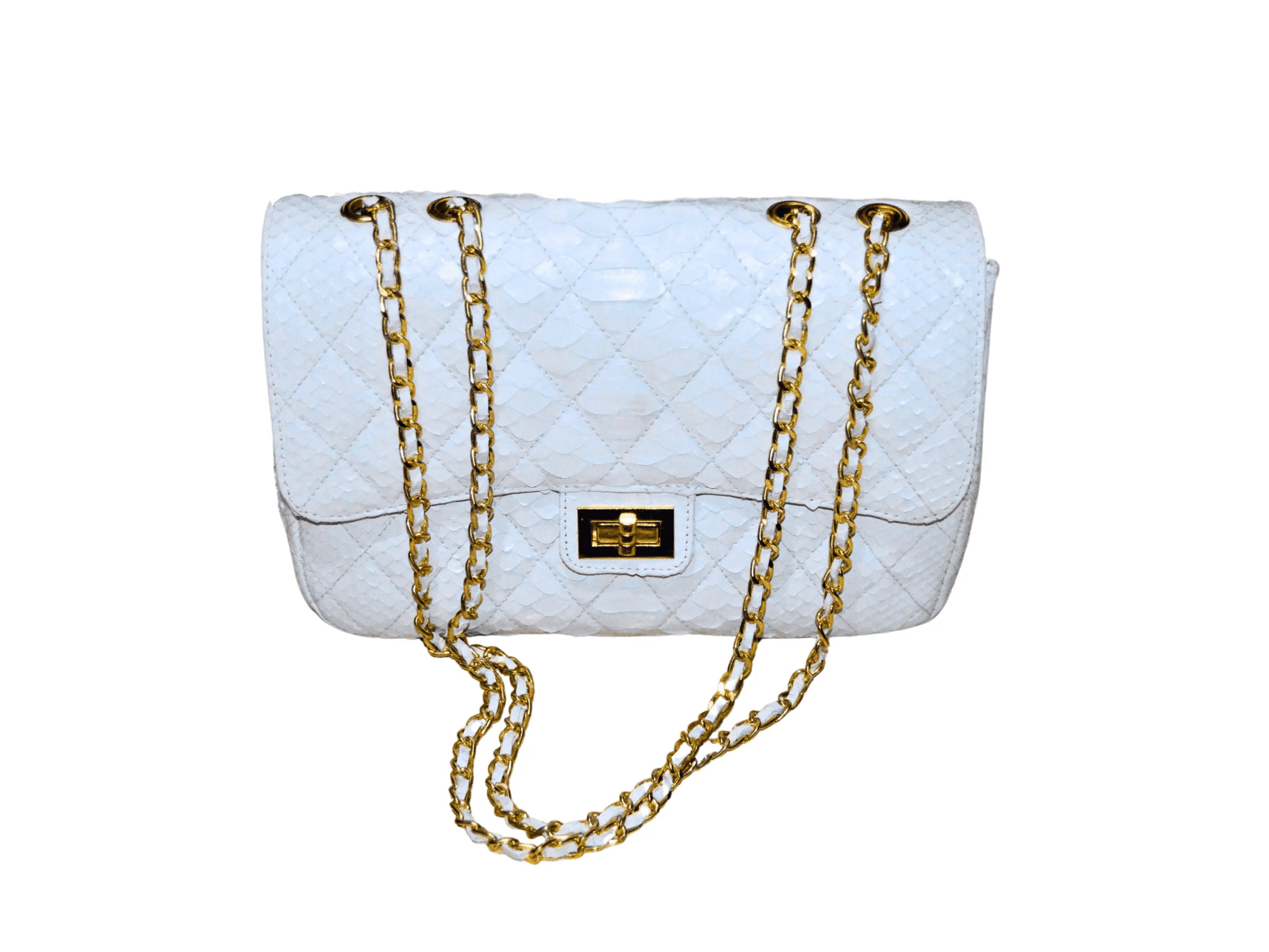 Quilt Snakeskin Flap Bag - Python Jacket by LFM Fashion
