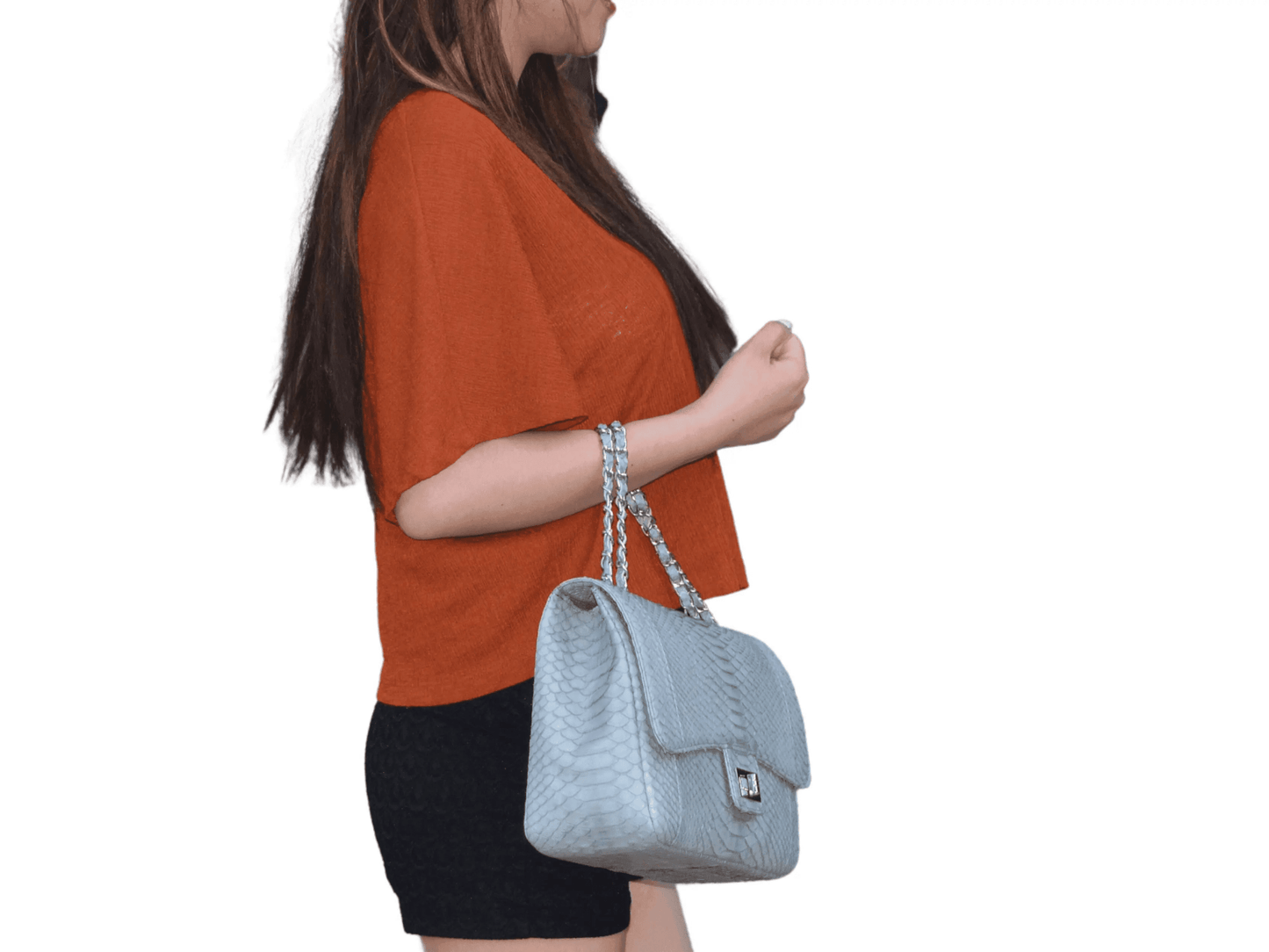 Quilt Snakeskin Flap Bag - Python Jacket by LFM Fashion
