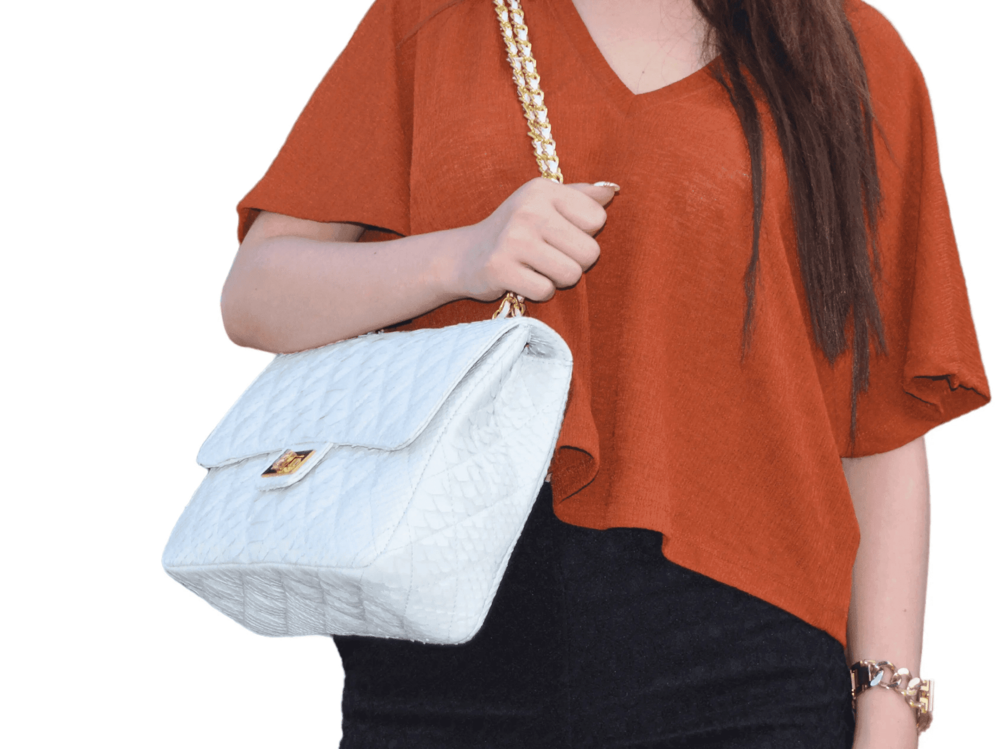Quilt Snakeskin Flap Bag - Python Jacket by LFM Fashion