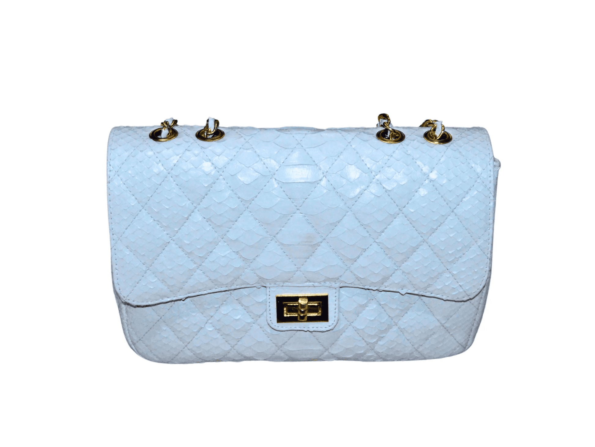 Quilt Snakeskin Flap Bag - Python Jacket by LFM Fashion