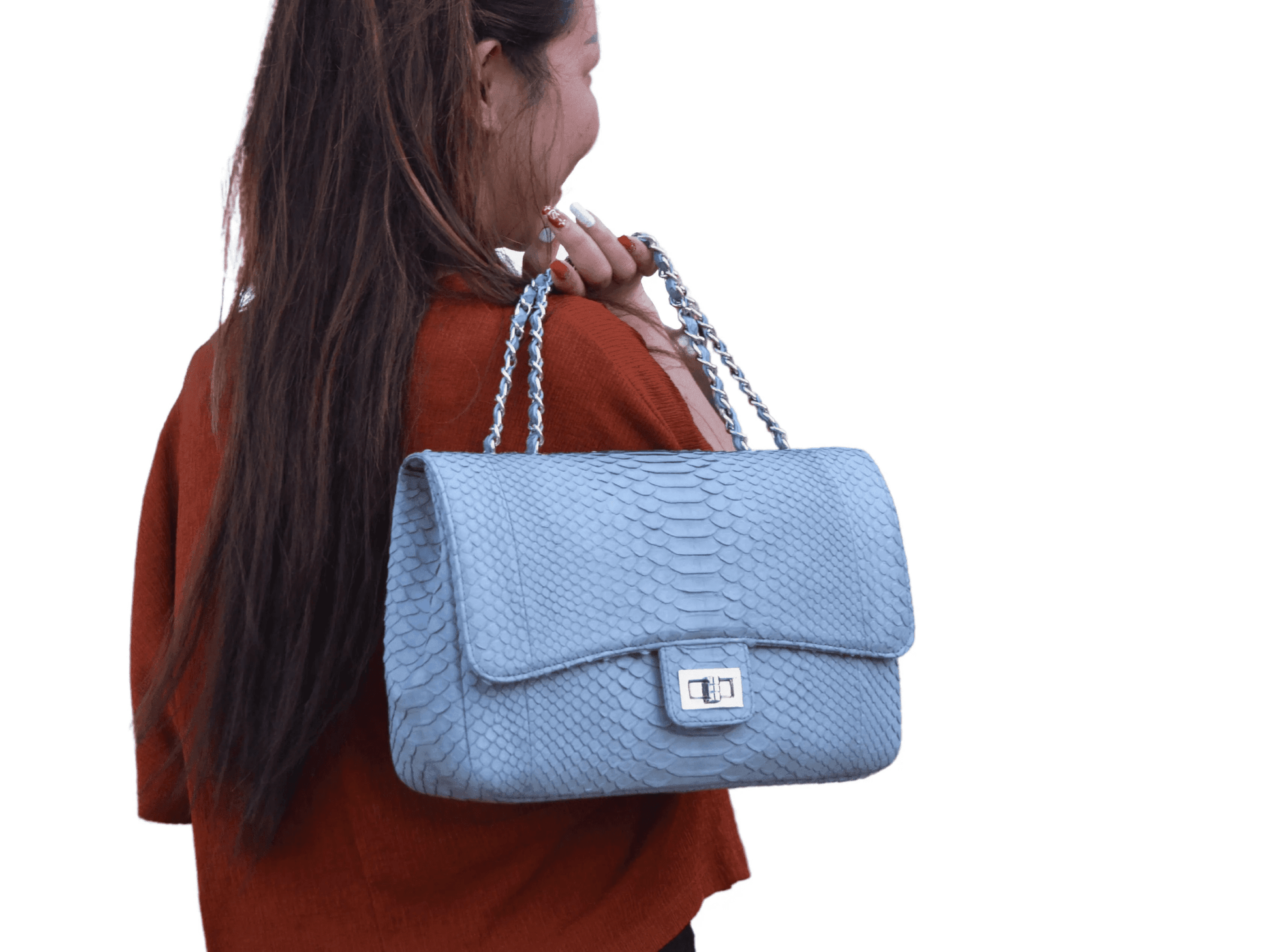 Quilt Snakeskin Flap Bag - Python Jacket by LFM Fashion