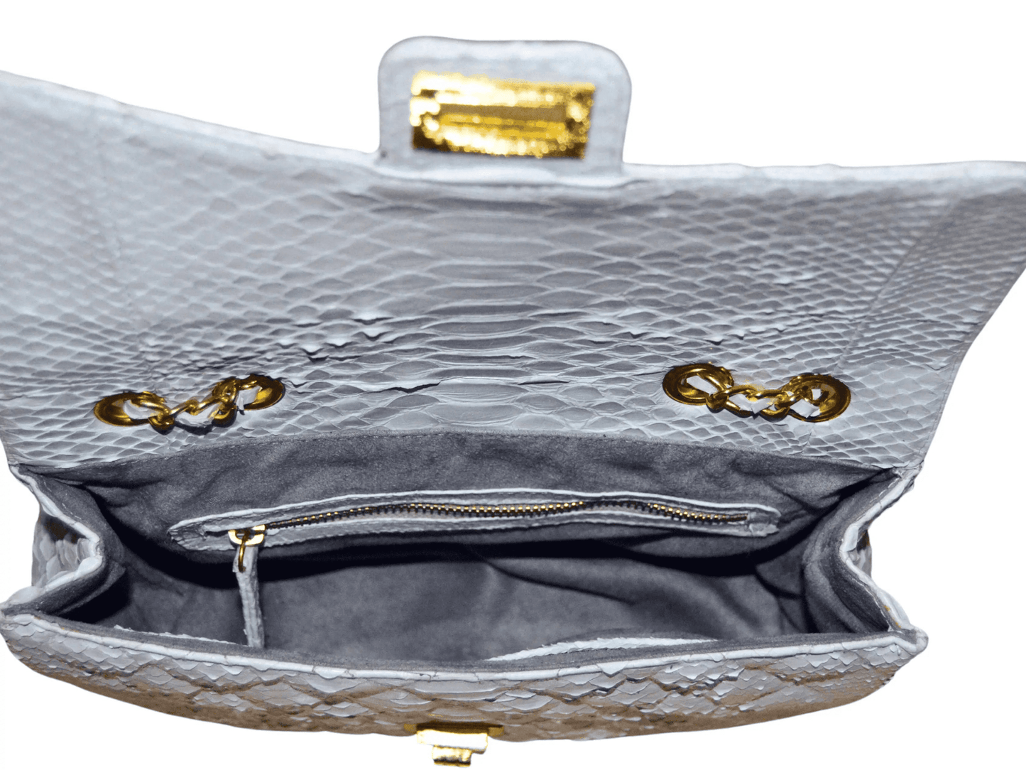 Quilt Snakeskin Flap Bag - Python Jacket by LFM Fashion