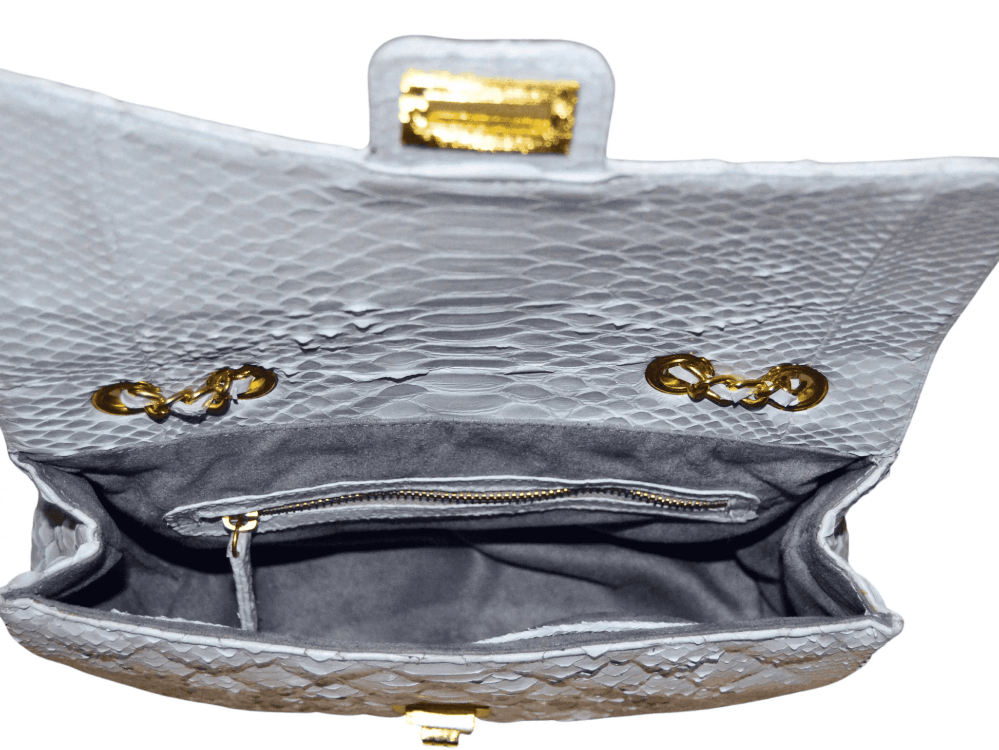 Quilt Snakeskin Flap Bag - Python Jacket by LFM Fashion