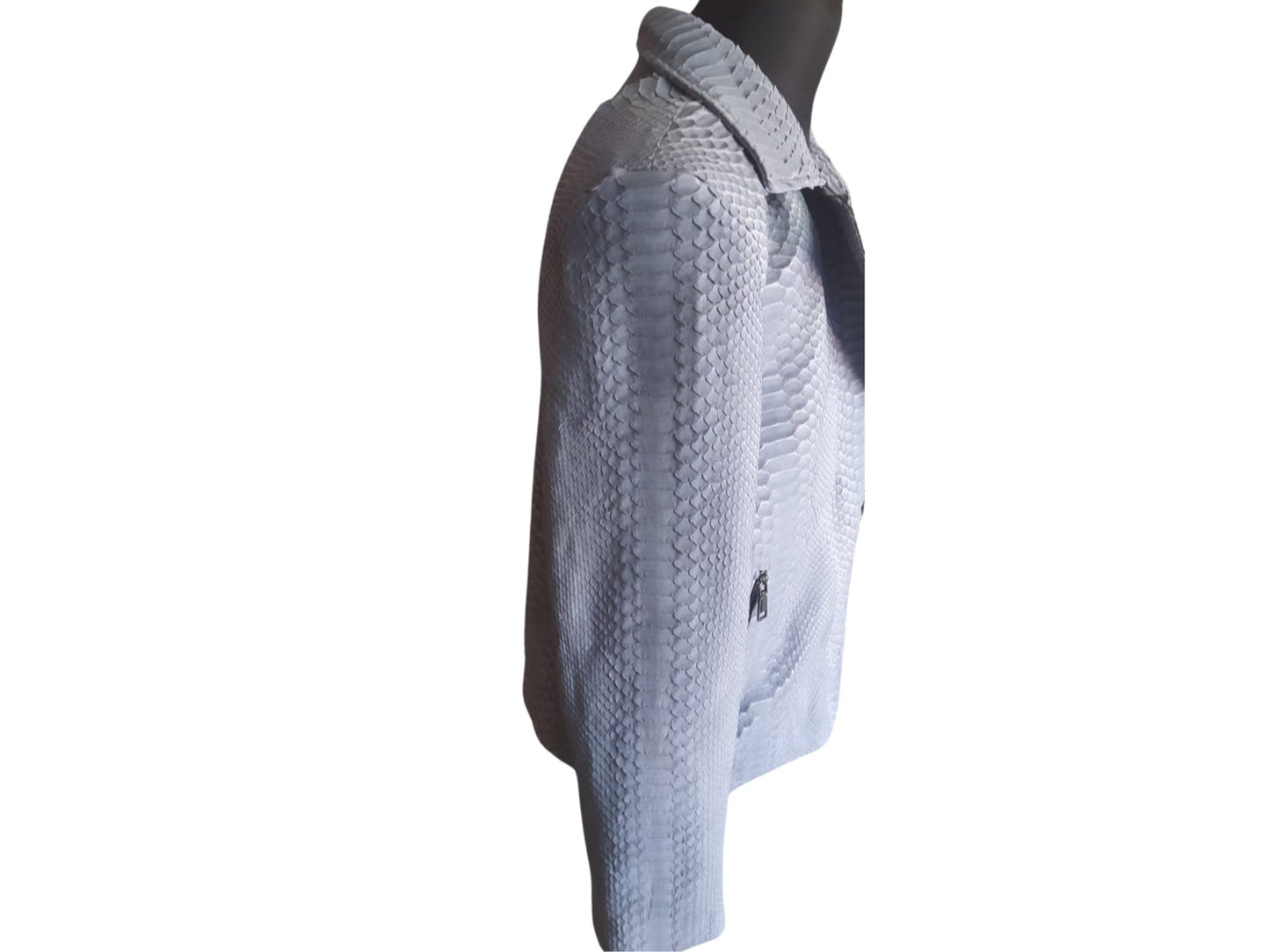 Rock Blue Snakeskin Motorcycle Leather Jacket - 2