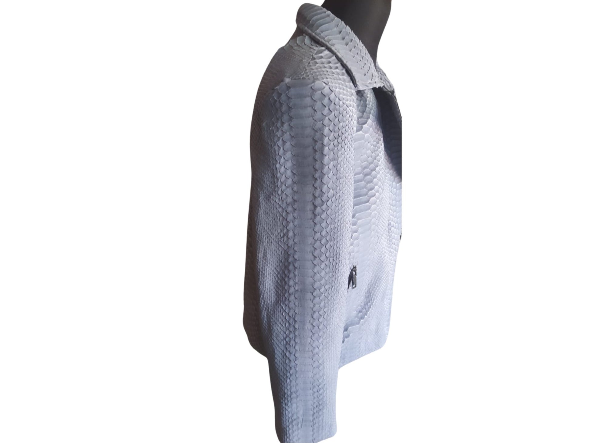 Rock Blue Snakeskin Motorcycle Leather Jacket - 2