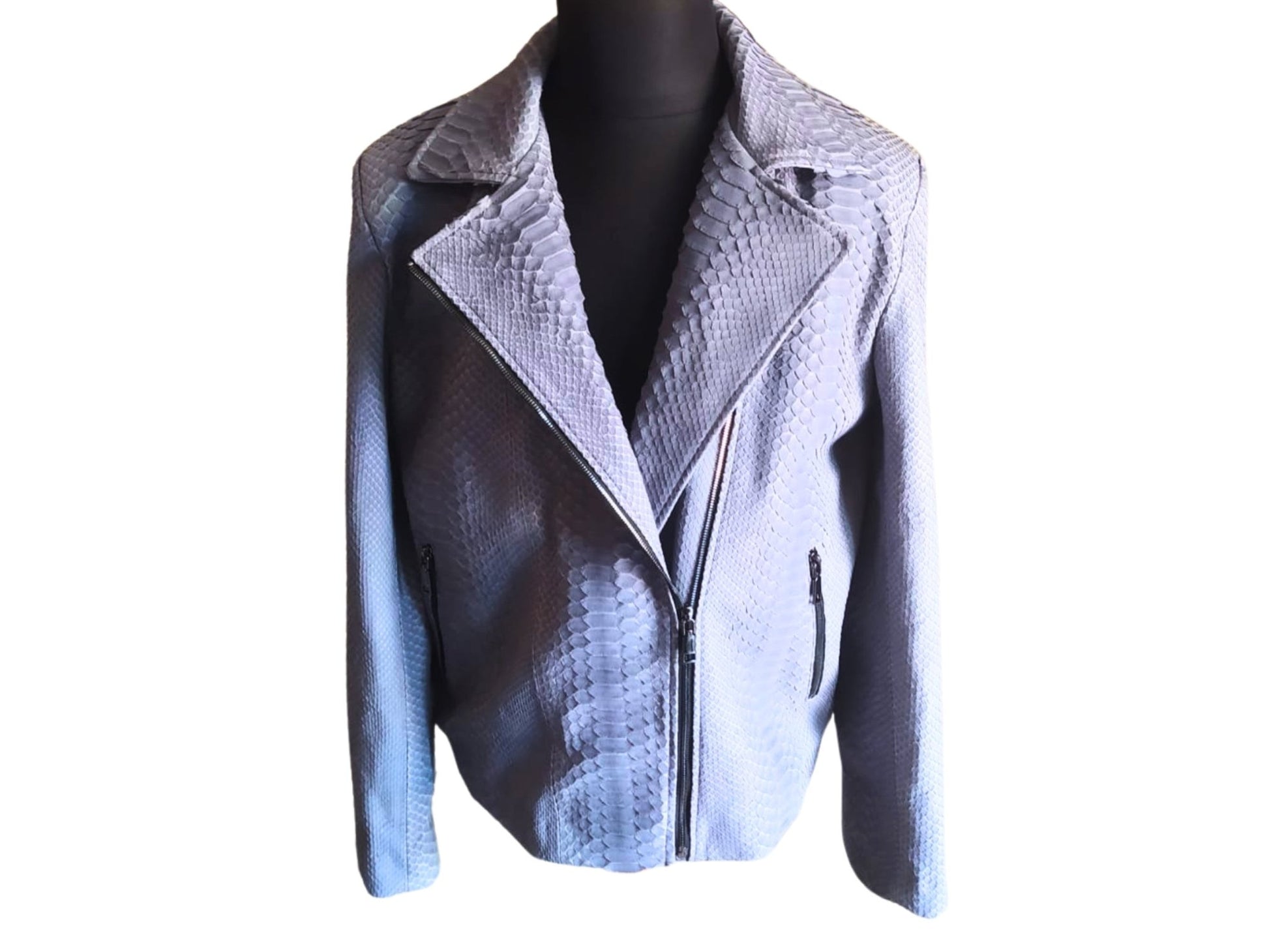 Rock Blue Snakeskin Motorcycle Leather Jacket
