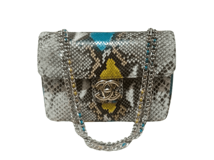 Small Flap Snakeskin Shoulder Bag - Python Jacket by LFM Fashion