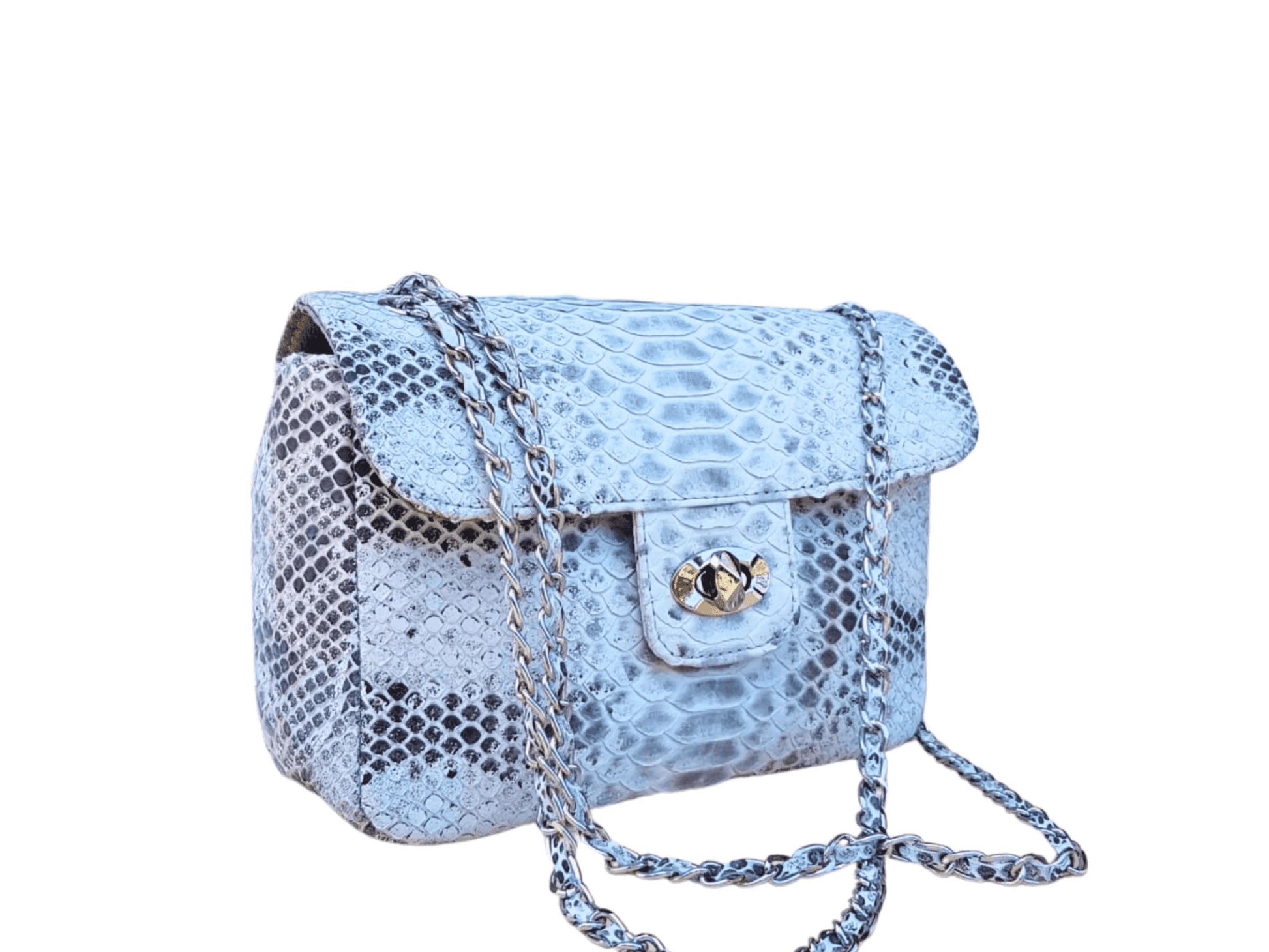 Small Snakeskin Shoulder Chain Purses - Python Jacket by LFM Fashion