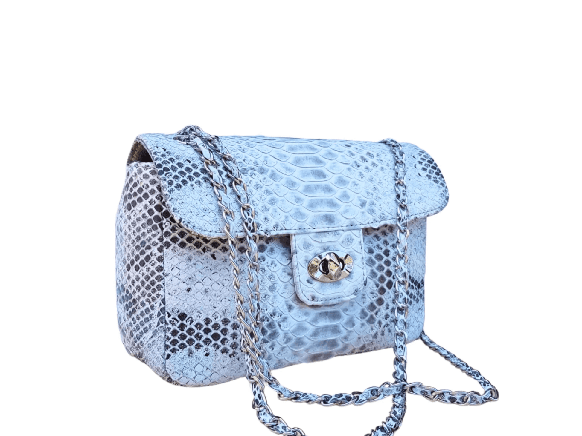 Small Snakeskin Shoulder Chain Purses - Python Jacket by LFM Fashion