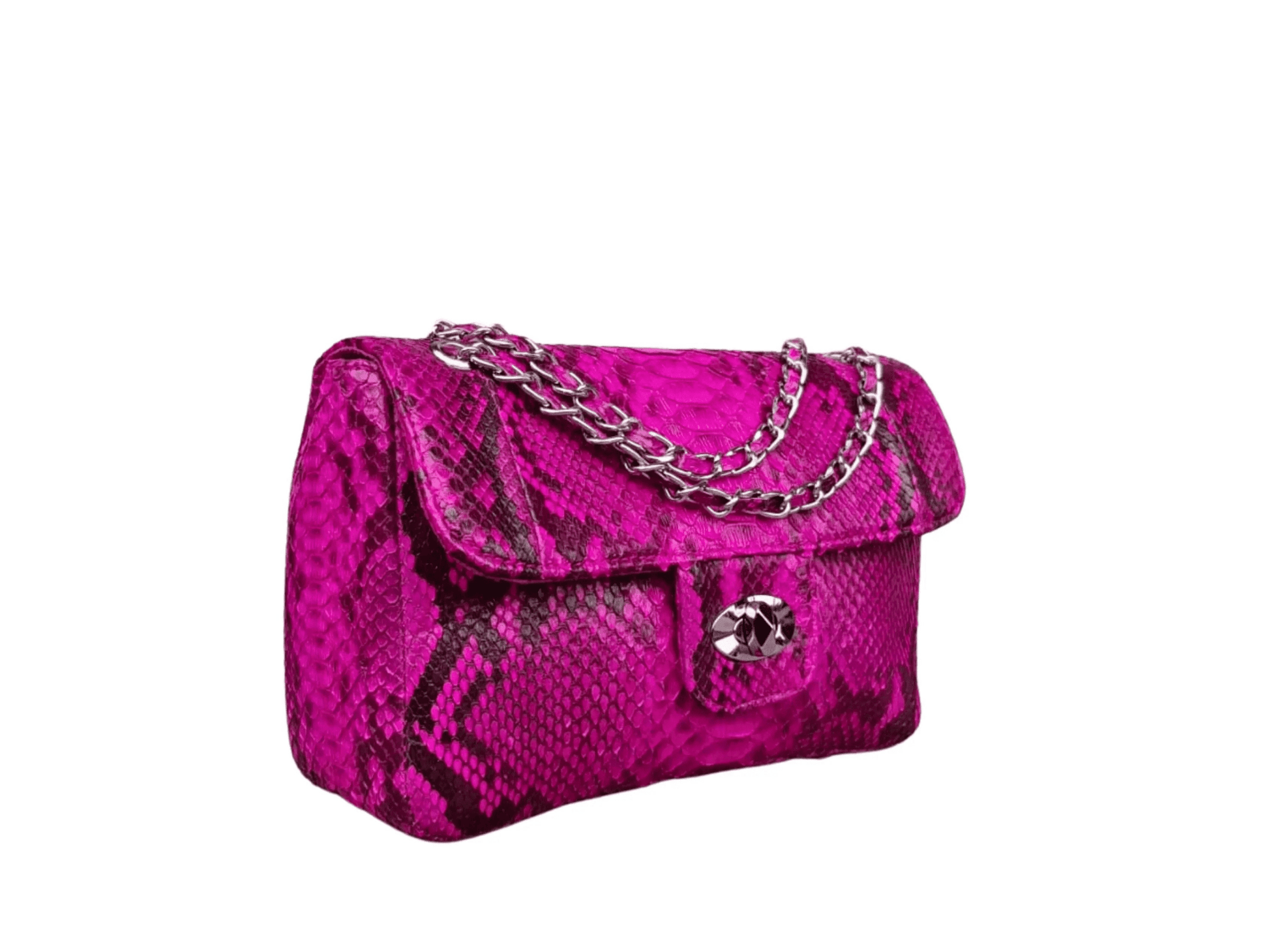 Small Snakeskin Shoulder Chain Purses - Python Jacket by LFM Fashion