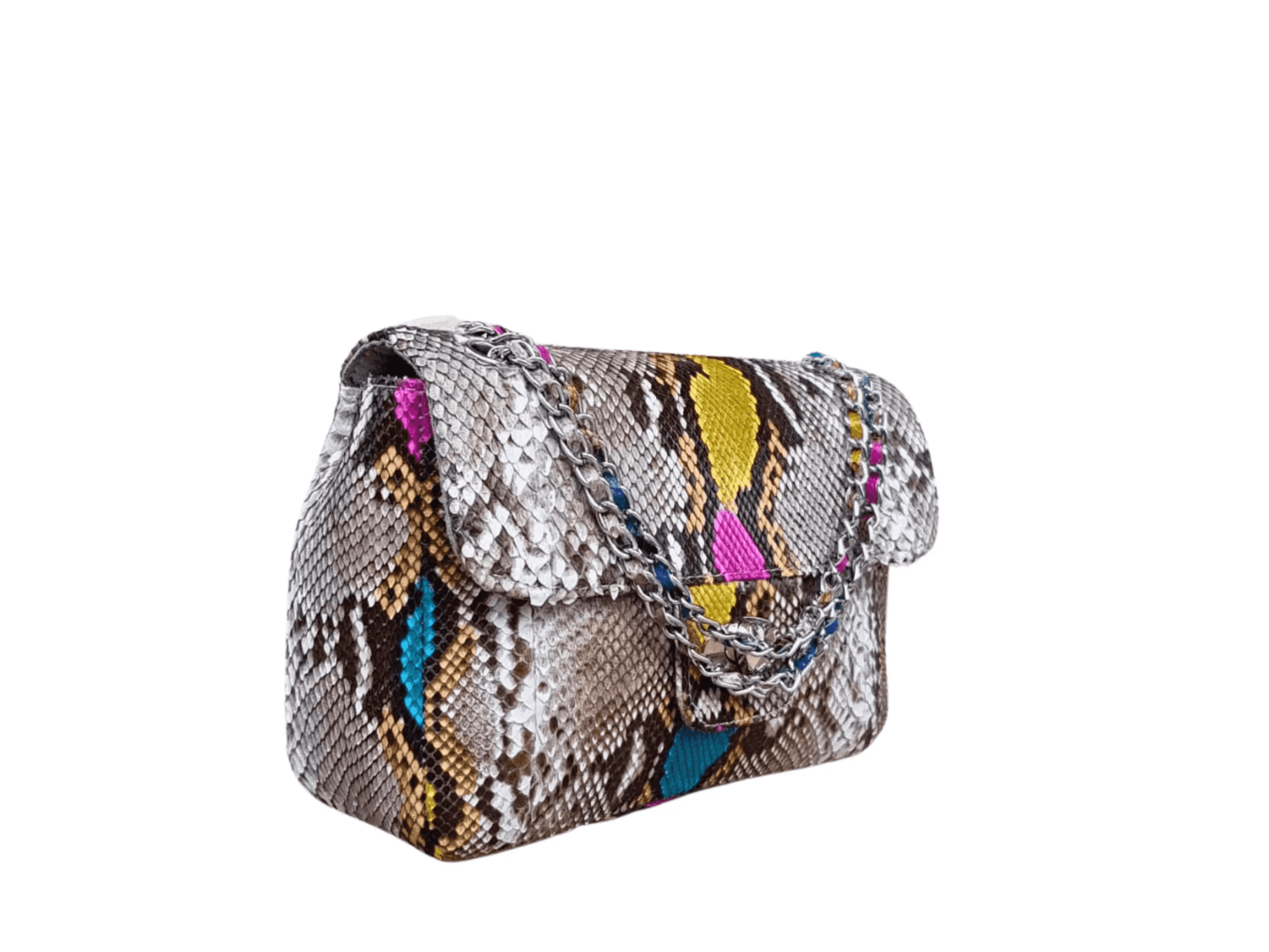 Small Snakeskin Shoulder Chain Purses - Python Jacket by LFM Fashion
